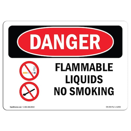 OSHA Danger Sign, Flammable Liquids No Smoking, 7in X 5in Decal